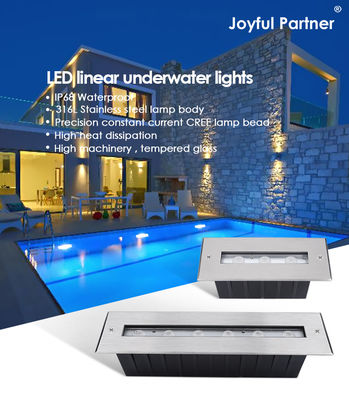 IP68 Podwodne oświetlenie RGB Kolor stali nierdzewnej 316L 6*2W DC24V DMX 512 sterowalne dla zasłon wodnych