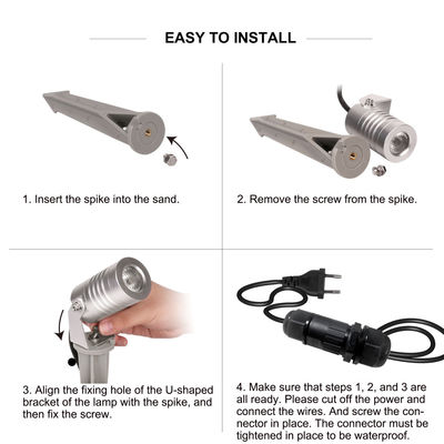 Ciepłe białe 3W zewnętrzne reflektory IP65 LED Lampy ogrodowe