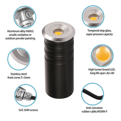 Mini IP67 1W CREE XPE LED Jednobarwne światło pod ziemią zewnętrzne lampy zakopane światło schodowe