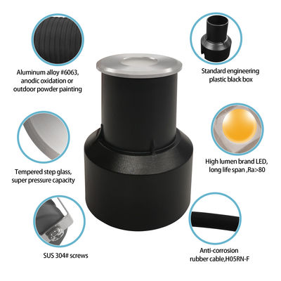 Wstawione Mini Deck Light 12V 24V 1W 2W LED Jednokolorowy DIA 38MM Do Placu Ogrodu