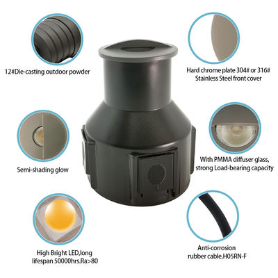 Jednoosobowy widok Mini LED zakopane światło DC 24V ze stali nierdzewnej 316 szkła zamrożonego