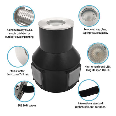 3W IP67 Oświetlenie schodowe ogrodowe RGB3in1 Aluminiowy obudowa z przedniej pokrywy ze stali nierdzewnej z dwuletnią gwarancją