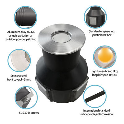 3W IP67 Światło okrągłego pokładu wgłąb 316 przednia pokrywa ze stali nierdzewnej DIA55MM DC24V