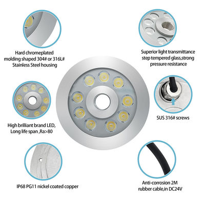 27W 3 w 1 RGB LED Fountain Light Stal nierdzewna dla placu handlowego