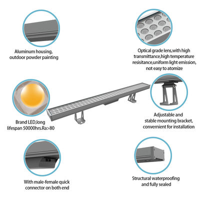 Komercyjny prostokąt LED Liniowe światło w dół 108W 1000MM Facade Wall Washer Light