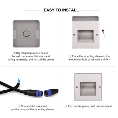 Kwadratowe Aluminiowe Schody Światło ścienne 3w DC 24v Materiał aluminiowy do stylowych wnętrz