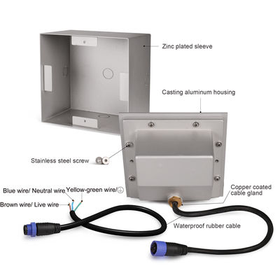 AC100~240V Oświetlenie Schodowe LED 6W COB Wpuszczane IP65 120*120mm Do Korytarza LED Narożna Lampa Ścienna