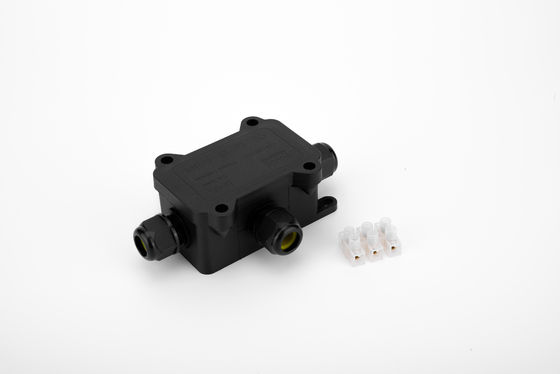 Wodoodporna skrzynka połączeniowa kablowa typu H, 3-drożna, plastikowa, czarna, szybkozłącze