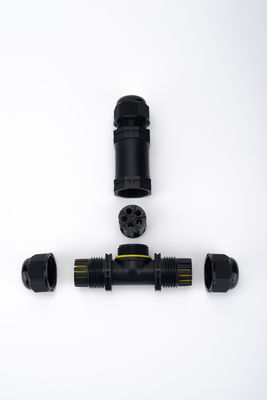 Wodoodporne złącze typu T IP68, 3-kanałowe, 3-biegunowe, do kabli, zewnętrzne