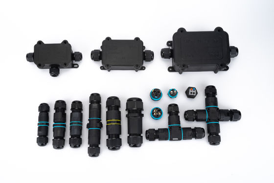 IP68 Szybki podłączacz wodoodporny 1 w 2 czarny kolor do podziemnej skrzynki łączącej kable