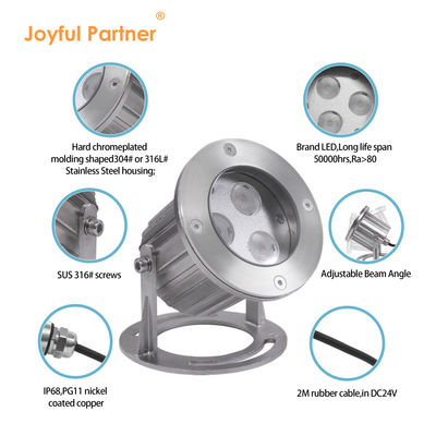 Światła podwodne 3W DC12V 24V RGB ze stali nierdzewnej 316SS wodoodporne z 2-letnią gwarancją