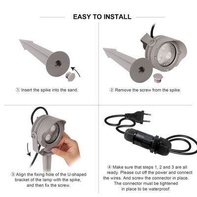 3W 6W RGB IP67 wodoodporny DC12V 24V odblaskowy reflektor optyczny LED Plastic Spike Spot Light For Garden Trees