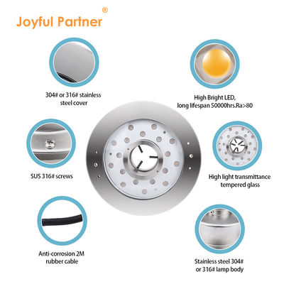 Joyful Partner 6W 9W 12W 18W 24V DMX Kontrola ze stali nierdzewnej IP68 Podwodne światła fontann RGB