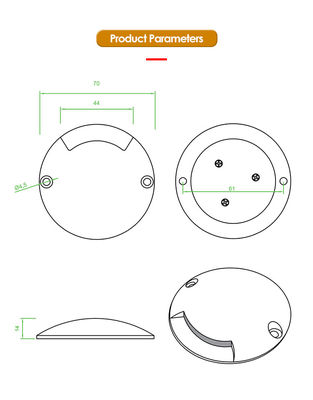 1W Światło stopniowe korytarzowe Ultra Thin DIA70mm DC 24V 3000k Warm White For Outdoor Lighting