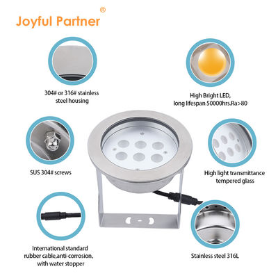 Podwodny reflektor LED ze stali nierdzewnej 316L 24W RGBW 4in1 IP68 wodoodporny DC 24v Wysoka jasność