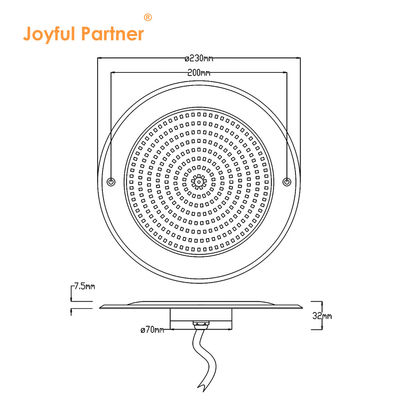 Światło LED dla basenu Ultra Slim Wynik żywicy wypełnionej DIA230MM AC/DC12V PC Przejrzystość pokrywy