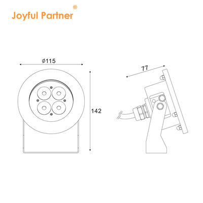 Światło podwodne LED ze stali nierdzewnej IP68 DC12V 24W ciepła biała 3000K z uchwytem