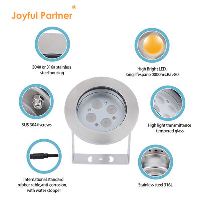 LED z stali nierdzewnej światło podwodne IP68 DC12V 24W ciepłe białe 3000K dla fontanny