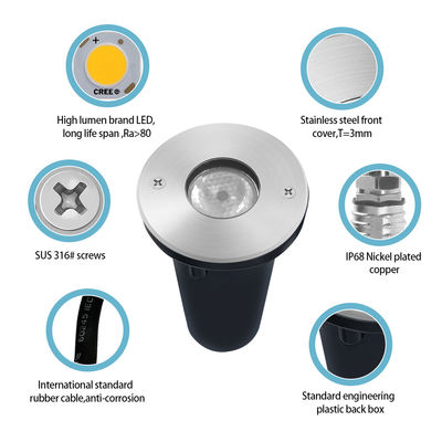 Światła fontannowe ze stali nierdzewnej niskiego napięcia RGB 3W 1W LED IP68 wodoodporne dla krajobrazu podwodnego