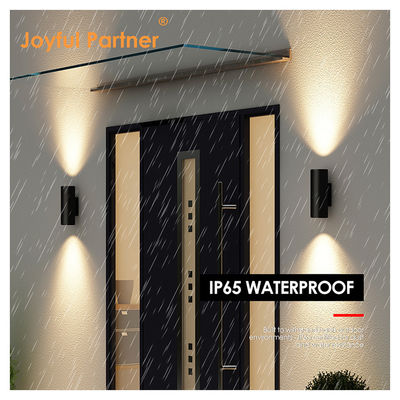 Światło ścienne zewnętrzne Sconce IP65 Modern Mat Black Aluminium Cylinder Garden Porch Up Down light