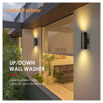 Światło ścienne zewnętrzne Sconce IP65 Modern Mat Black Aluminium Cylinder Garden Porch Up Down light