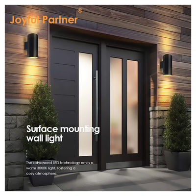 Światło ścienne zewnętrzne Sconce IP65 Modern Mat Black Aluminium Cylinder Garden Porch Up Down light
