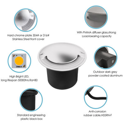 Światło pod ziemią 1W IP67 zewnętrzne COB LED 12w Światła z czterema stronami