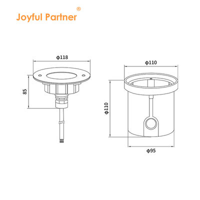 Podwodne światło LED 3W DIA118MM IP68 316 ze stali nierdzewnej ciepły biały DC24V z plastikowym rękawem montażowym