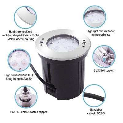 DIA 118mm IP68 304 ze stali nierdzewnej Ciepłe białe podwodne światło LED 3W DC24v z plastikowym rękawem montażowym