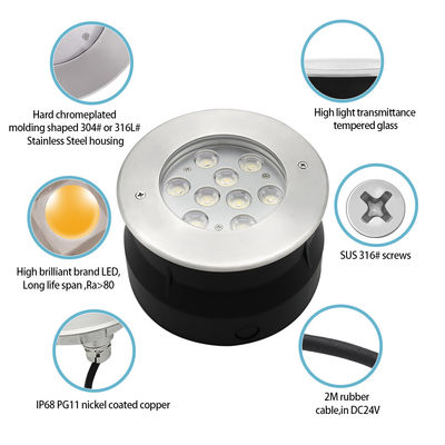 12V 24V LED podwodne światło 9W 18W RGB pełnobarwne światła ze stali nierdzewnej IP68