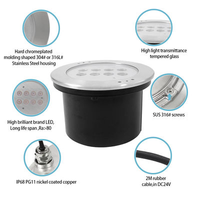 Światła basenowe pod wodą RGBW IP68 SS316 DIA200mm wodoodporne CE Rohs IP68 wielobarwne DC24V