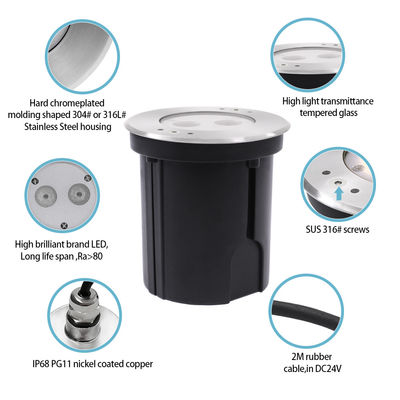 Wodoszczelne podwodne światło LED ze stali nierdzewnej 316 DC24V IP68 RGBW 4in1 z soczewką asymetryczną