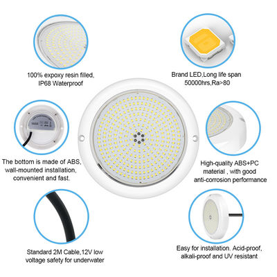 ABS Pool Light Par56 IP68 18W 24W Synchronized RGB SMD LED Zmiana koloru dla betonowego basenu