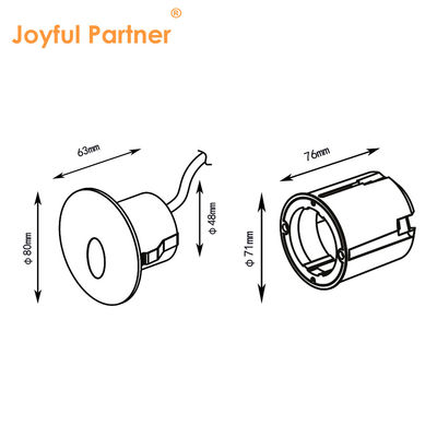2W LED Wylotowe światło DC24V Światła stopniowe Ciepły biały IP65 wodoodporny Światło ścienne