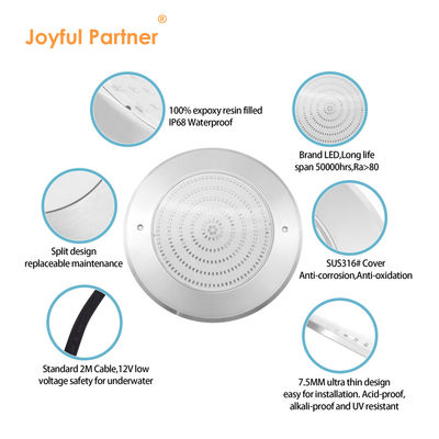 Podwodne światła basenu 316 ze stali nierdzewnej 18W 25W Smd2835 Ultra Cienka żywica wypełniona RGB Ciepły biały