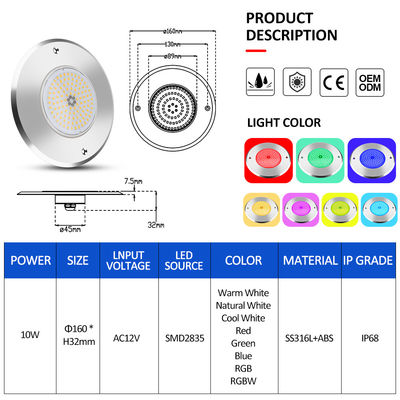 IP68 LED PAR56 Pool Light Zmieniający kolor 12V 6W Zpełniony żywicą wodoodporny Wi-Fi RF