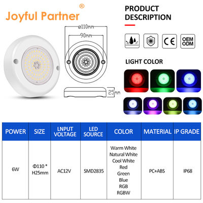 AC 12V podwodny IP68 RGB Switch Control PC 15W Żywica wypełniona powierzchnią LED
