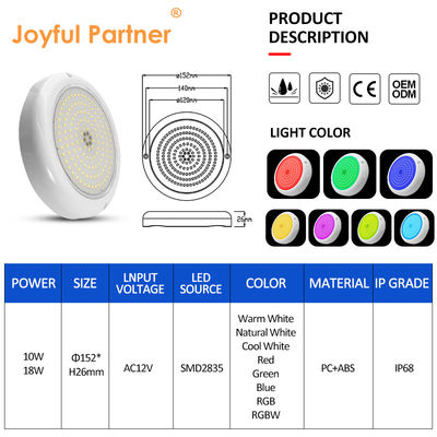 Światła basenowe podwodne PAR56 Betonowa powierzchnia ściana zamontowana z 18 klawiszy