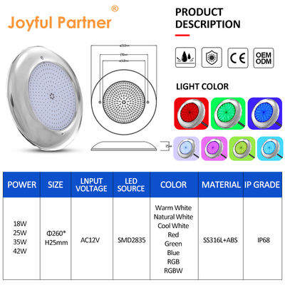Światła do basenu Joyful 12v AC Upgrade SMD Chip RGB Color IP68 All One Set Design For Concrete Pool