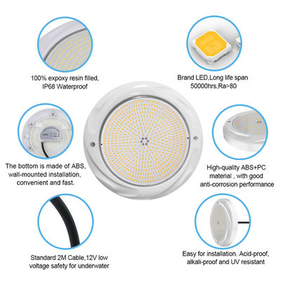 Światło basenu LED Lampa podwodna DIA230*35mm Materiał ABS IP68 42W Na powierzchni