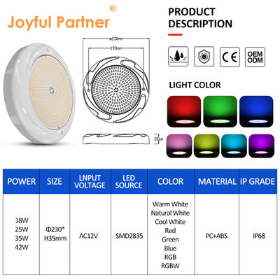 35W LED oświetlenie basenu do basenu betonowego SPA 230*35mm Materiał ABS AC12V RGB RGBW