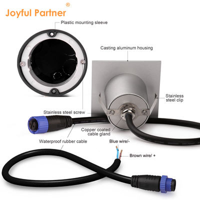 Inteligentna lampa ścienna LED IP65 Aluminiowa Kształt kwadratowy ciała DC 24v 1w 2w 3w LED Światło schodowe dla korytarza