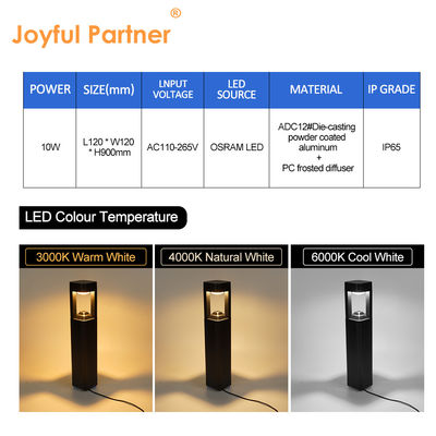 Zewnętrzne oświetlenie trawnikowe zewnętrzne IP65 wodoodporne OSRAM LED 10W jednokolorowy 900mm wysokość z dwuletnią gwarancją