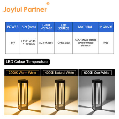 8W Oświetlenie LED Słupkowe Ogrodowe 300MM 600MM 900MM Wysokość Dostosowane Aluminium Do Chodnika