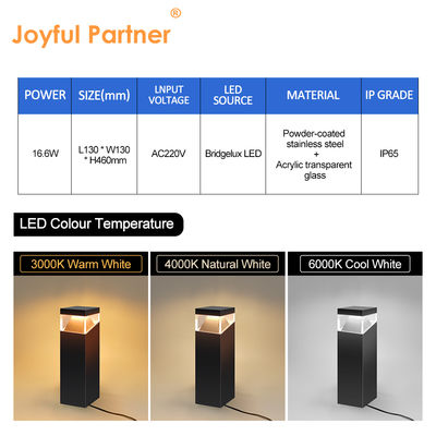 Światło ogrodowe LED Oświetlenie ogrodowe Bollard Światło Materiał ze stali nierdzewnej AC 220V Anty-UV Square IP65 Do ogrodu