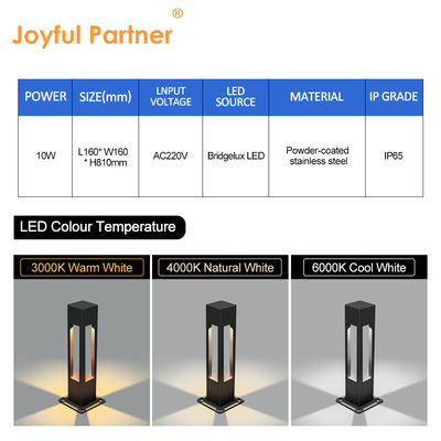 10W LED kwadratowy Aluminium Nowoczesny IP65 wodoodporny krajobrazowy światło ogrodowe z gęstniałą podstawą