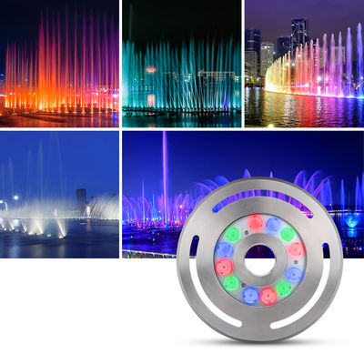 LED Lampa Fontannowa Ściemnialna LED RGB Szkło Hartowane DC12V24V 12x3W RGB3in1 do Zastosowań Ogrodowych