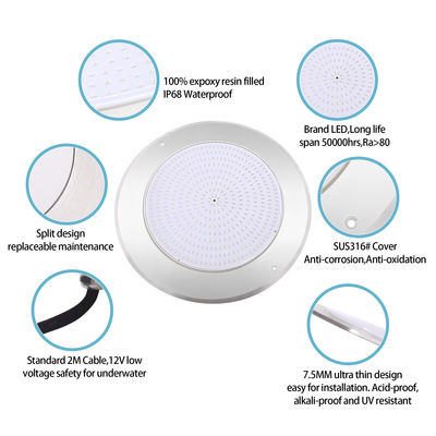 IP68 LED PAR56 Pool Light RGB Zmiana koloru 12VDC AC 35W DIA280mm SMD2835 432 sztuk z pakietem kolorowym