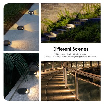 Side Emitting Recessed Inground Light Round Low Voltage 1W 3000k IP67 Die Cast Aluminum