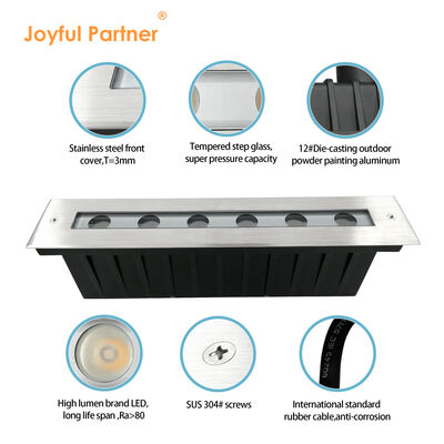 Liniowy LED Wgórne światło 12W DMX512 Stal nierdzewna przednia pokrywa podłogowa wgłębiona